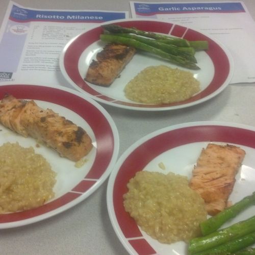 Salmon with Risotto and grilled asparagus