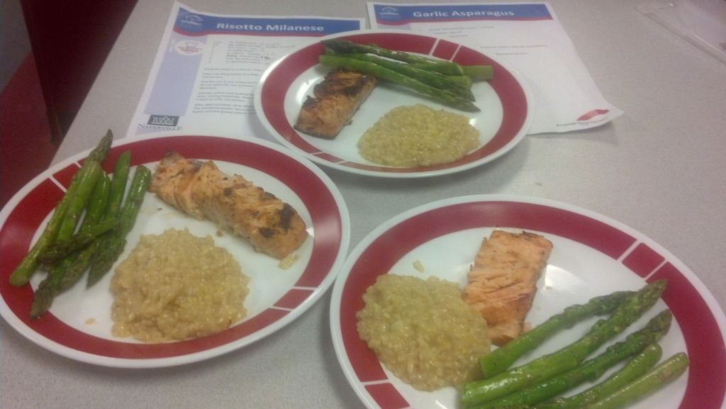 Salmon with Risotto and grilled asparagus