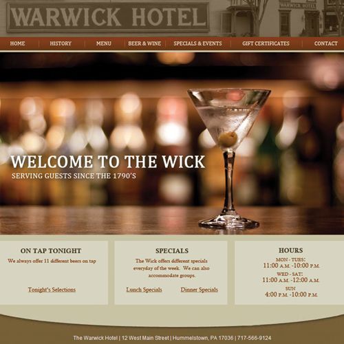 Warwick Hotel and Restaurant - Website Design