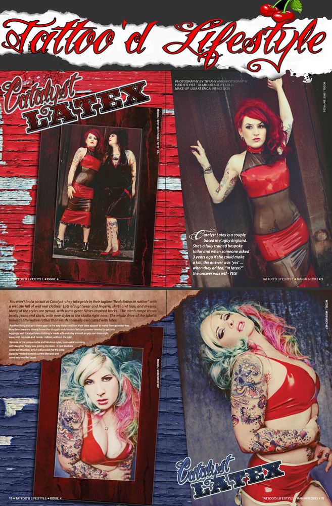 Catalyst Latex editorial spread in Tattoo'd Lifest