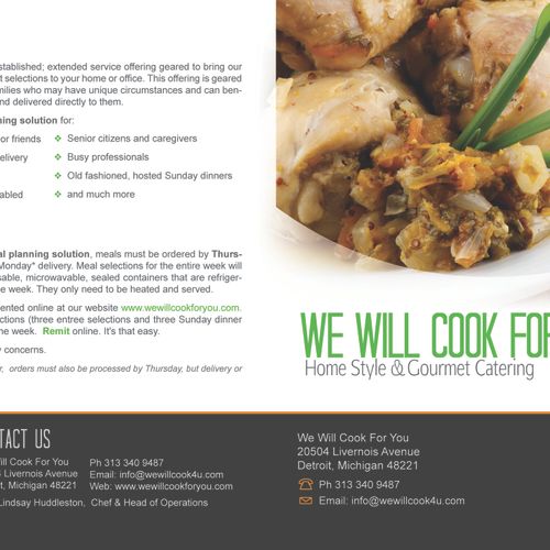 Michigan-based Corporate Catering Brochure (outsid