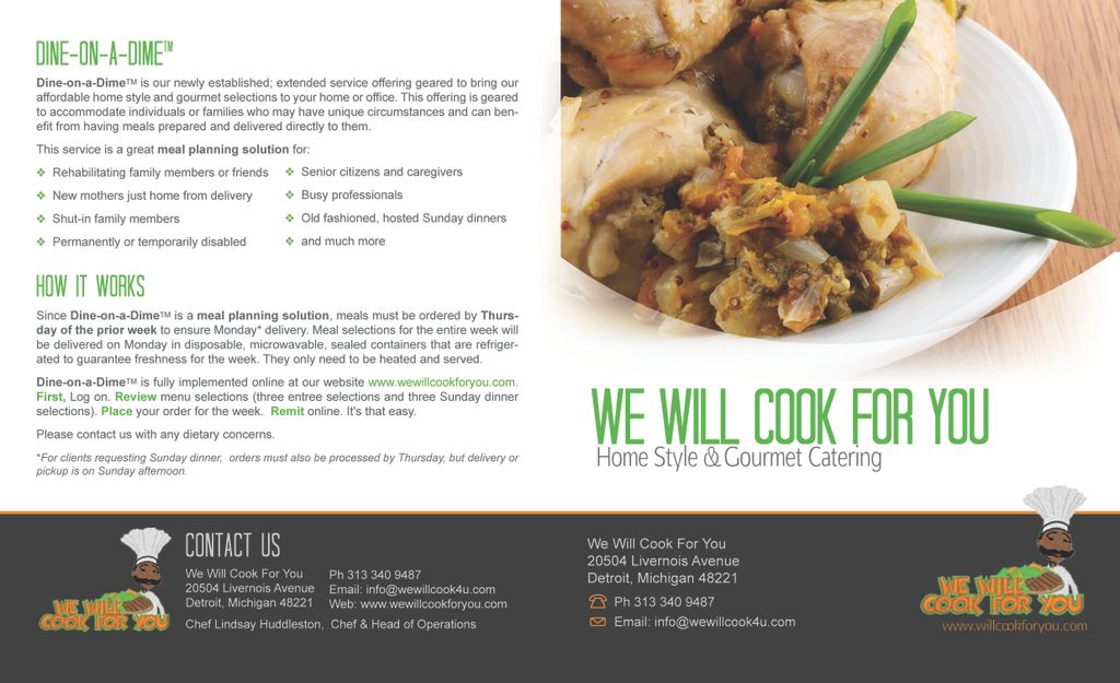 Michigan-based Corporate Catering Brochure (outsid