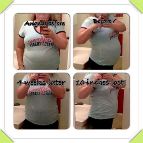 Angela L, before and after 1st 4 weeks.  10 inches