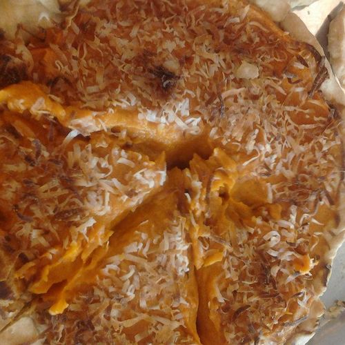 Sweet potato pie with toasted coconut and forgot t