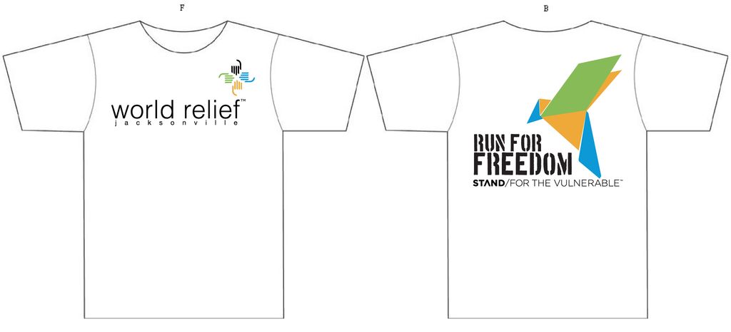 T-shirt layout for Run for Freedom.