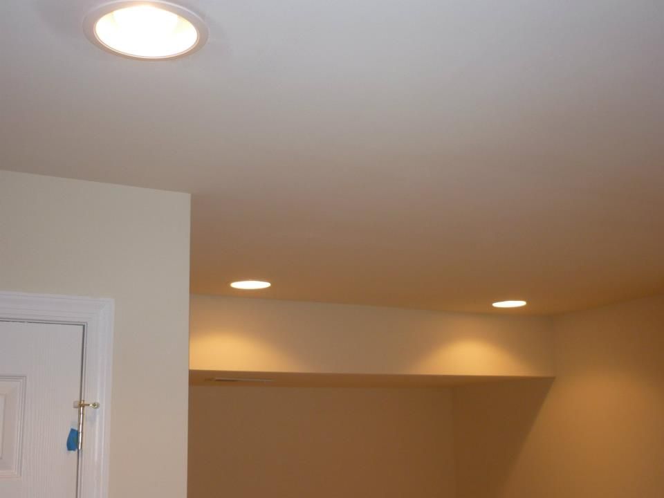 recessed lighting in a finished basement