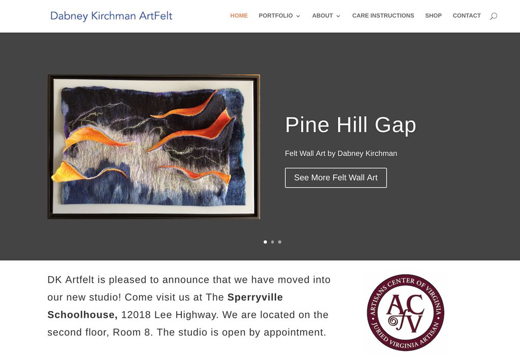 Wordpress website design: DabneyKirchmanArtfelt.co