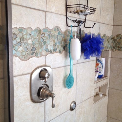Custom shower with free form inlays