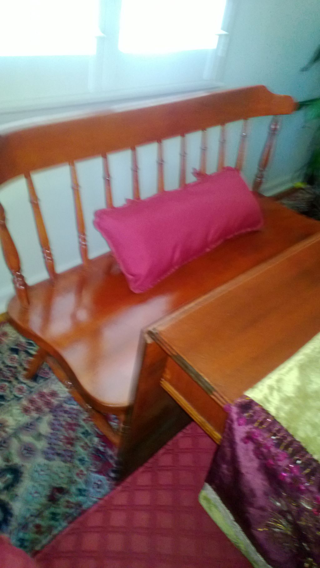 a refinished kitchen sitting bench