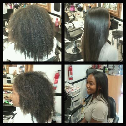 Dominican style blow out on natural hair.