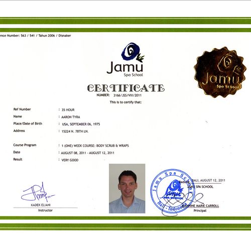 Certificate from one school in Bali in 2011.