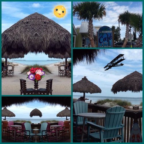 Tiki Huts at my favorite beach-front restaurant, "