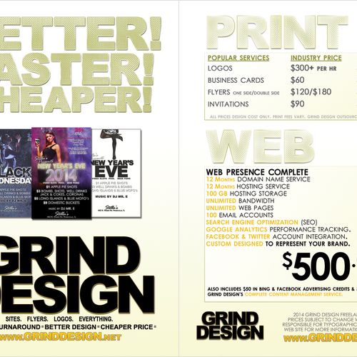 Grind Design Double Sided Flyer. 2013