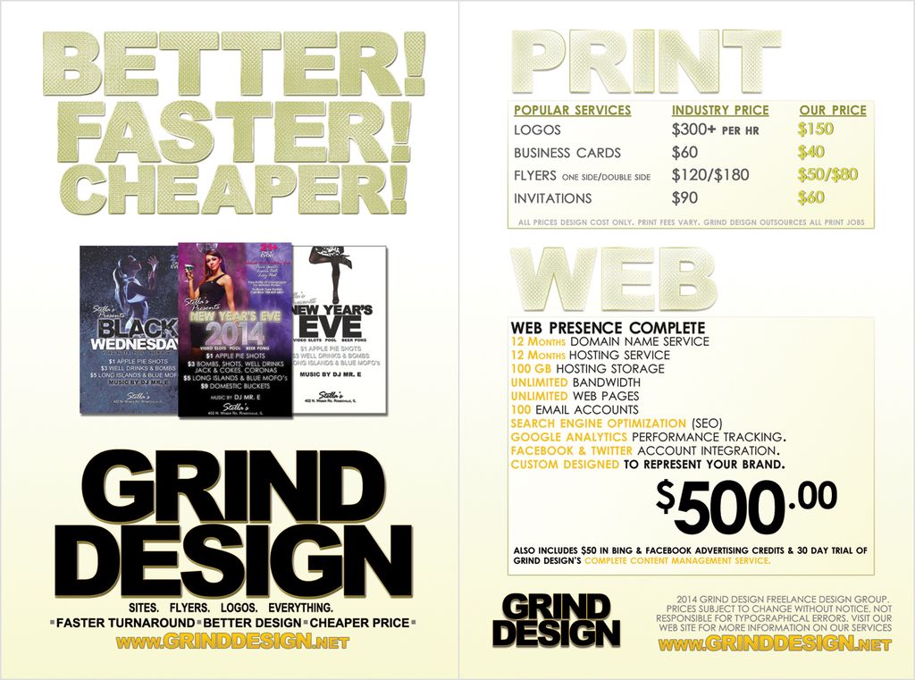 Grind Design Double Sided Flyer. 2013