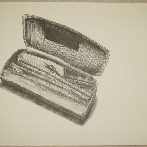 A pen and ink drawing of my eyeglasses case. I use