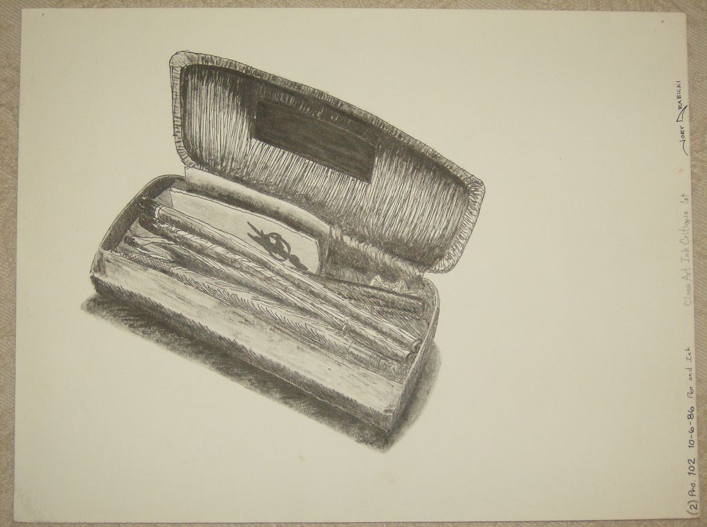 A pen and ink drawing of my eyeglasses case. I use