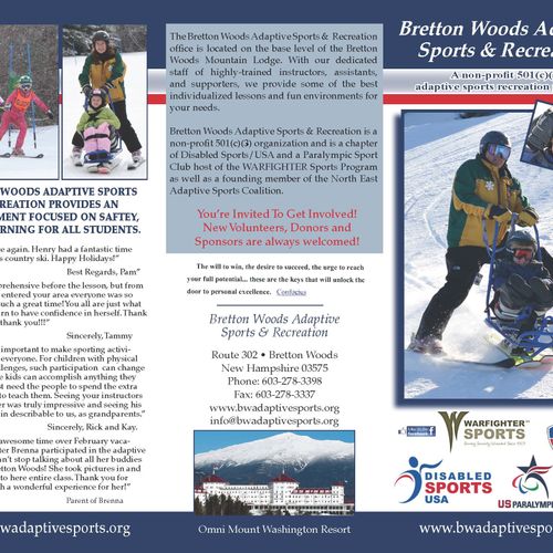 Brochure for adaptive ski program