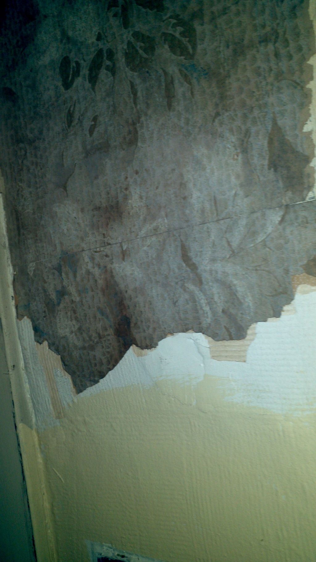 Scraped damage off wall; ready to patch.