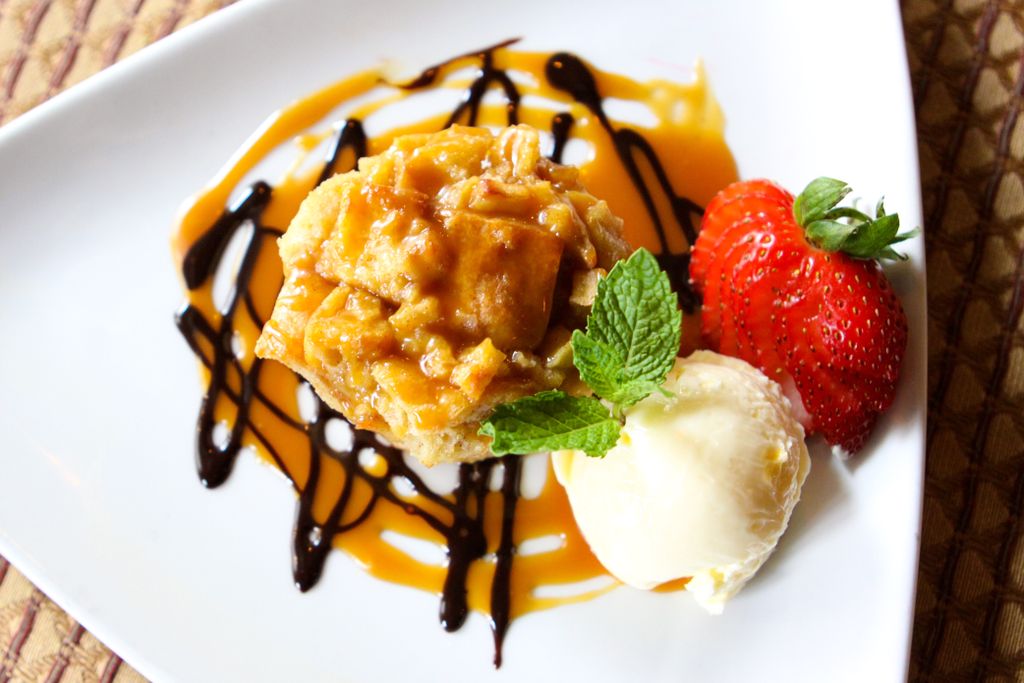 Caramelized Apple Bread Pudding with Carmel and Ch