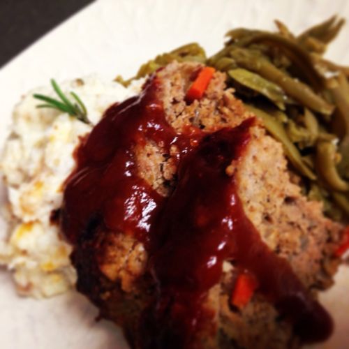 Turkey Meatloaf with a tangy pomegranate sauce, sa