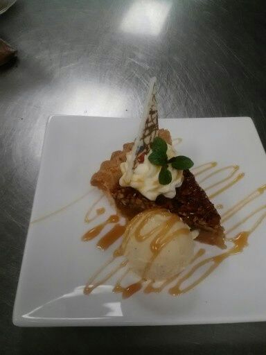 Pecan pie, vanilla bean ice cream with a caramel d