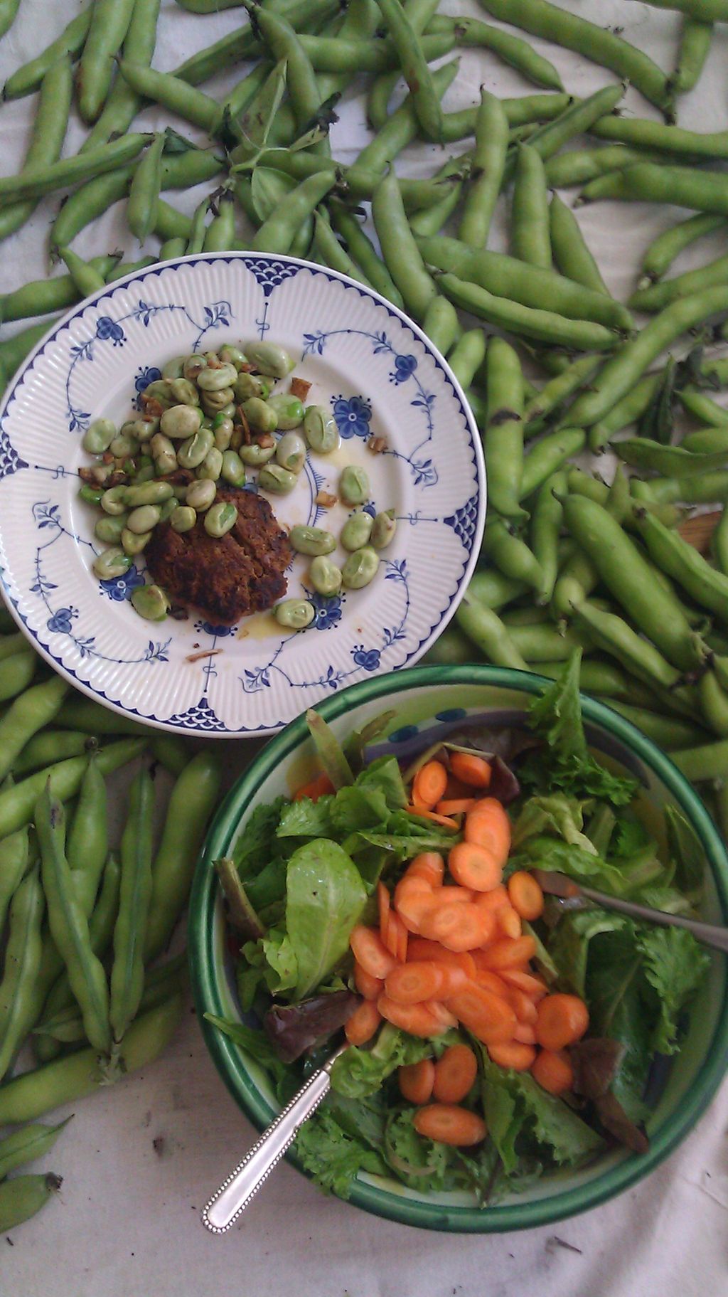 Lamb Burger with Favas and Salad