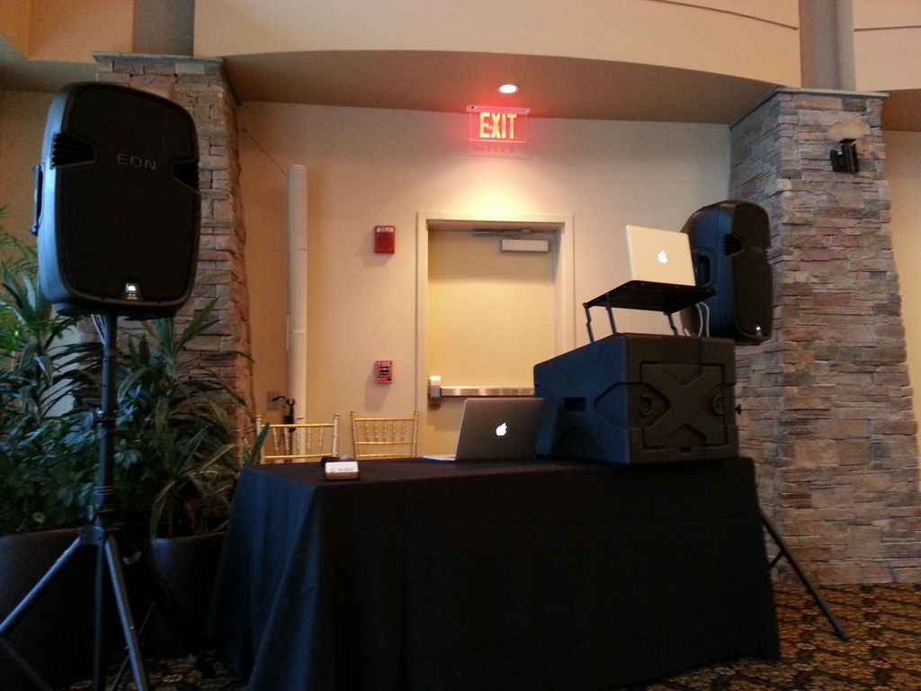 Our standard setup for basic music/emceeing events