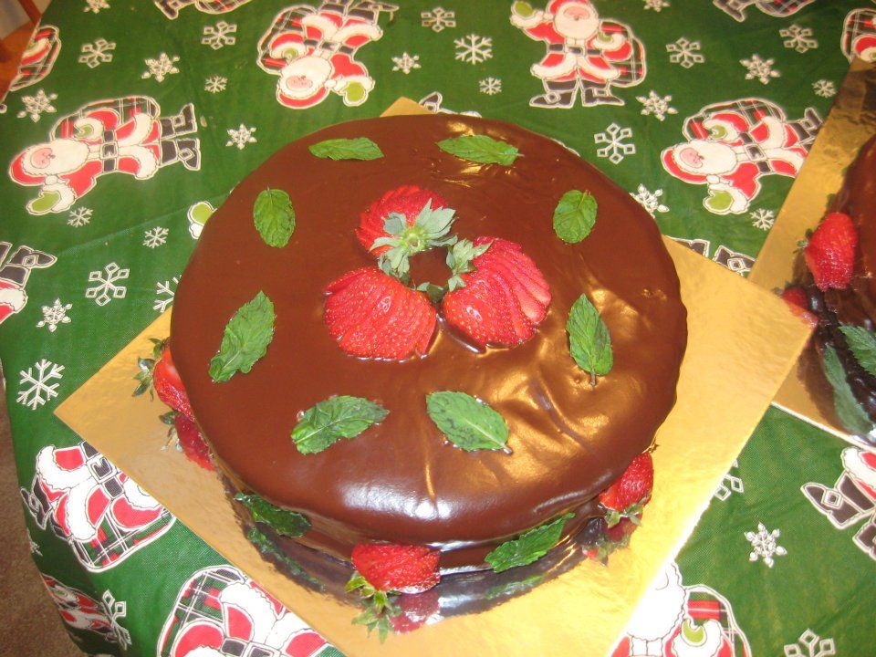 Layered chocolate mousse cake