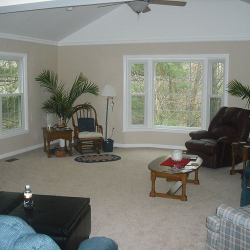 Interior shot of family room and eating area bump-