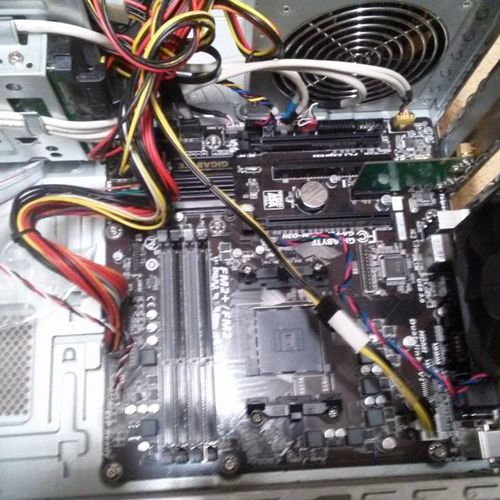 A Gigabyte Micro-ATX Motherboard installed in my p