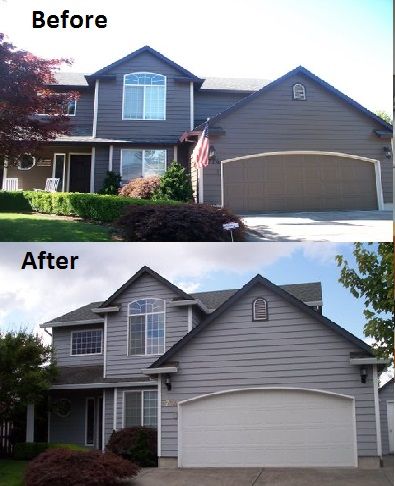 Siding cleaned, refinished and brightened.