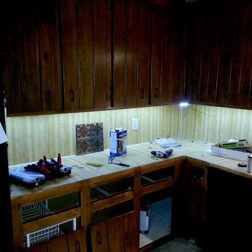 Kitchen project with led lighting under cabinet