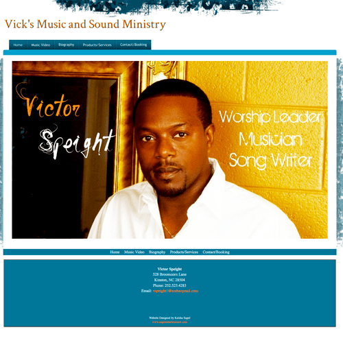Website designed for Gospel Artist, Victor Speight