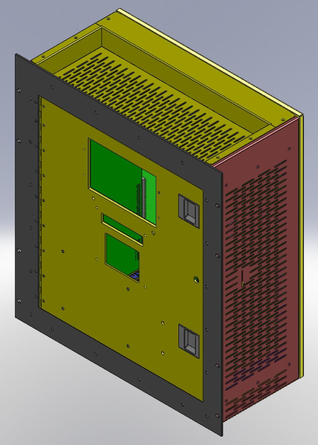 Front view of a 12U rack-chassis card-cage designe