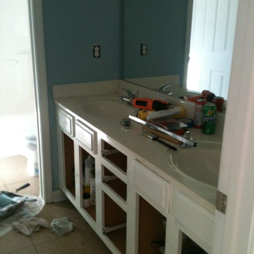 Changed color on cabinets from brown to white