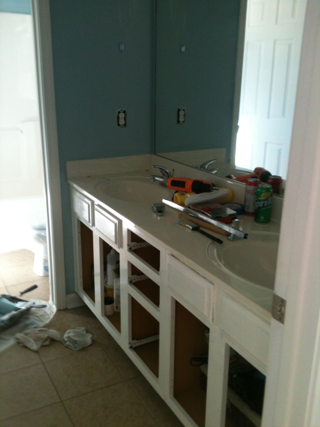 Changed color on cabinets from brown to white