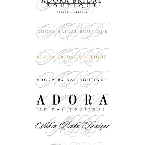 Logo concept page for local bridal boutique, inclu