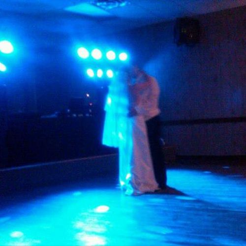 Bride and Groom: Blue dance floor lighting