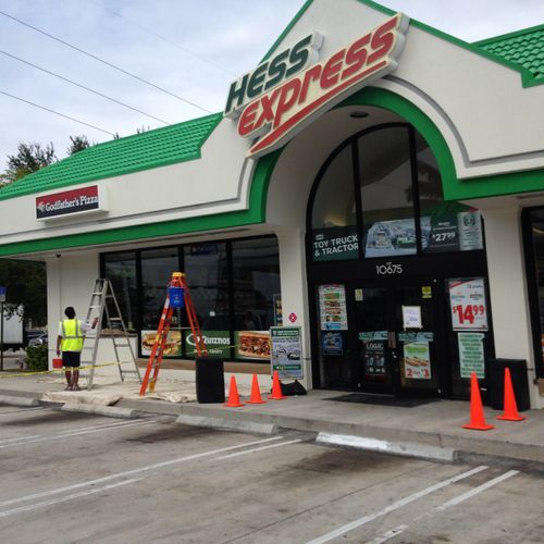 Exterior painting Hess gas station