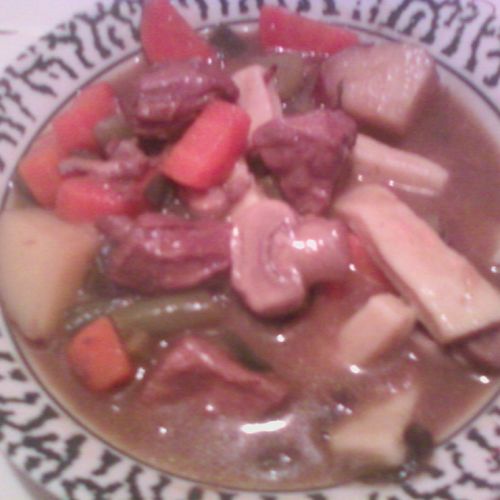 beef stew and homemade noodles