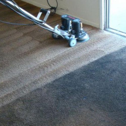 Rotovac powerwand steam cleaning in action. A carp