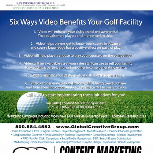 Golf Course Facilities Marketing. The goal is not 