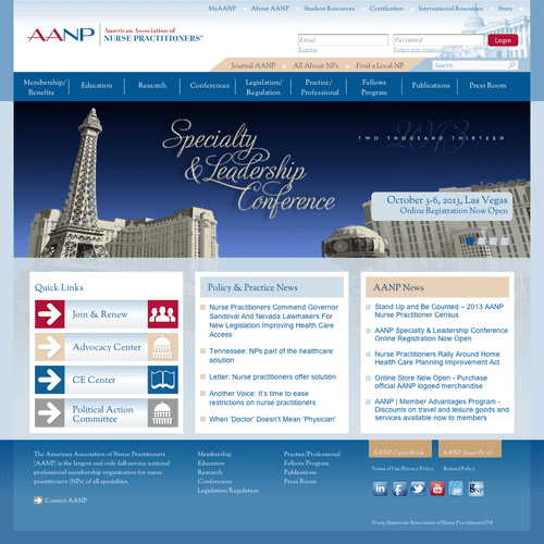 AANP Website redesign. http://www.aanp.org