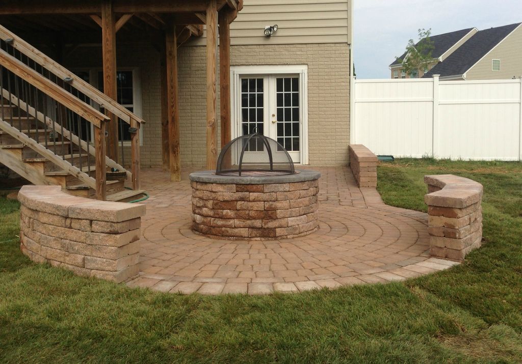Fire Pit and Patio w/ Sitting Walls