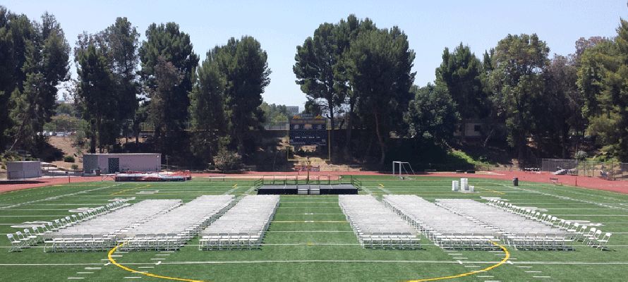 White Adult Folding Chairs + Staging Services (Gua