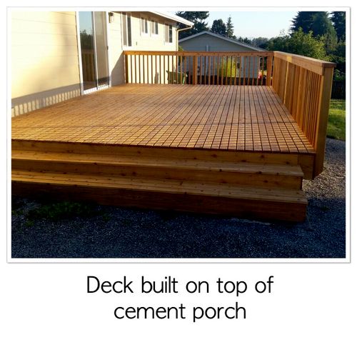 deck built over cement slab