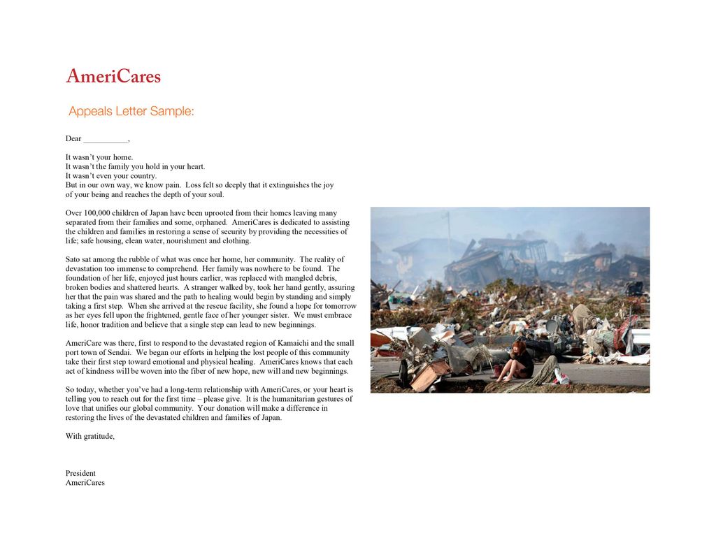 Non-Profit Appeals Letter