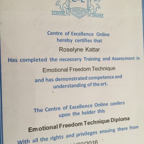 certified EFT practitioner in 2016