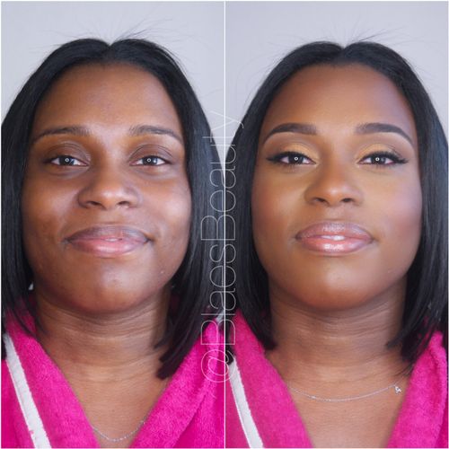 Client makeup, before and after