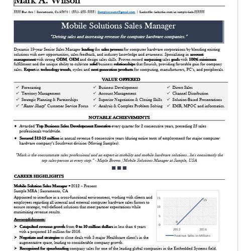 Manager - Sample Resume